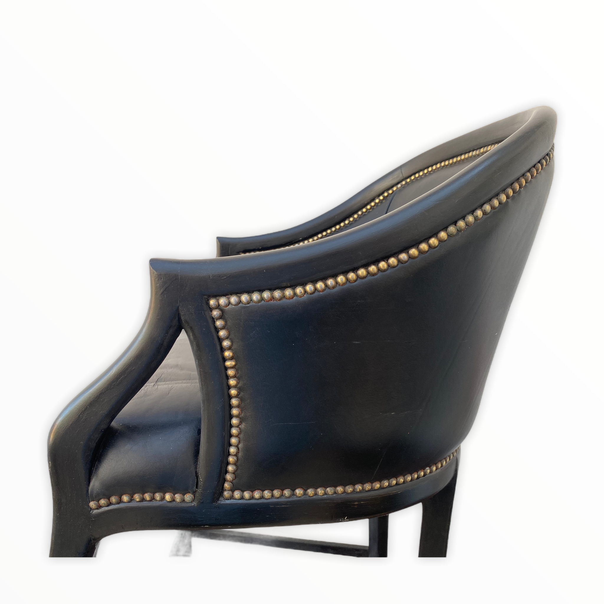 Tall black leather bar chair