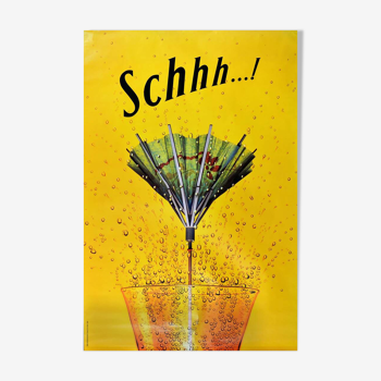 Affiche original  Publicitaire Schweppes  Schhh... 1995 - Grand Format - On linen