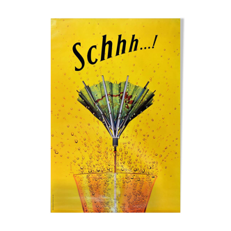 Original Advertising Poster Schweppes Schhh... 1995 - Large Format - On linen