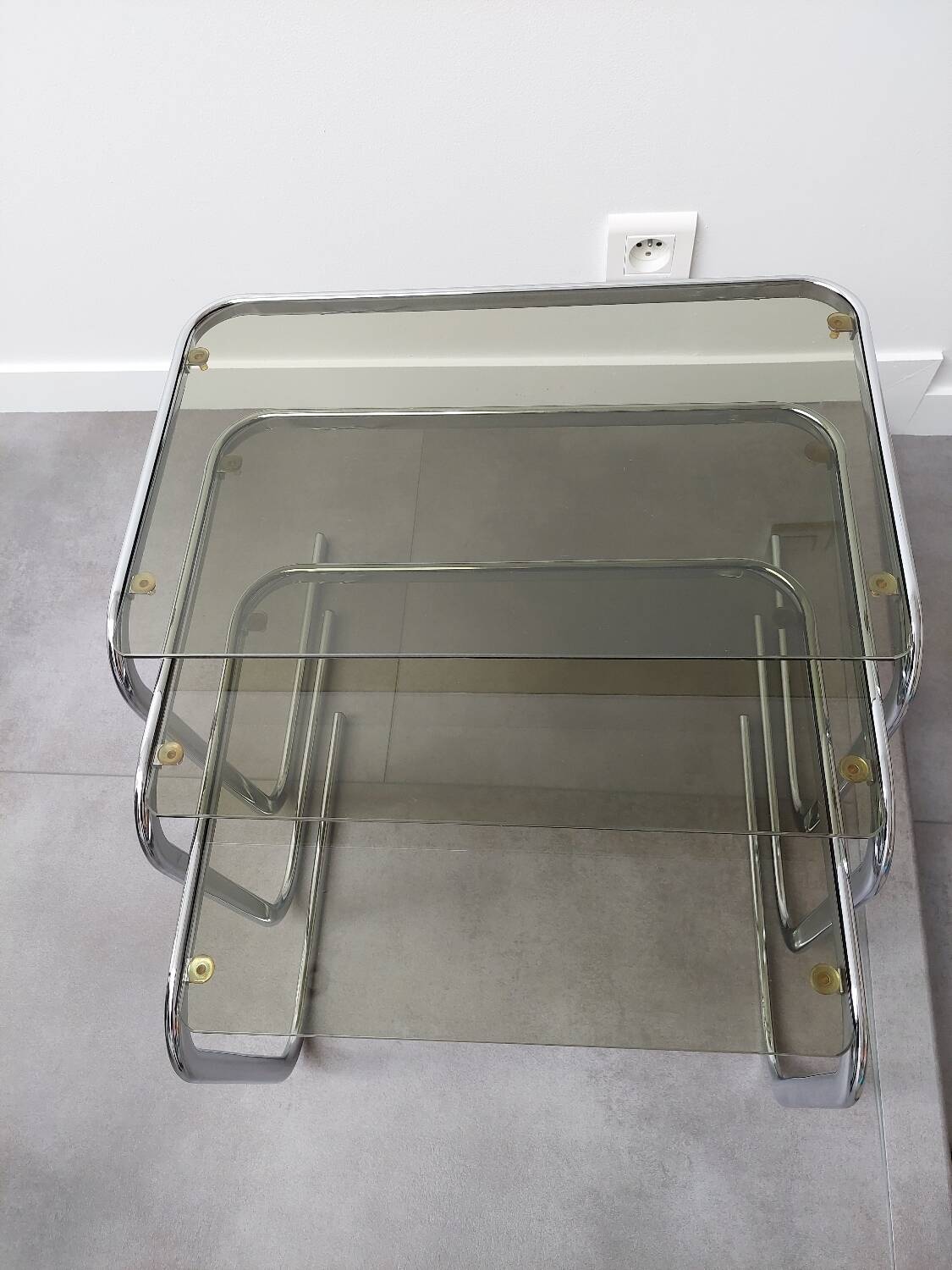 Chrome and Smoked Glass Nesting Tables