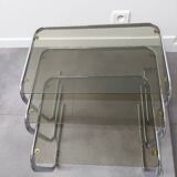 Chrome and Smoked Glass Nesting Tables