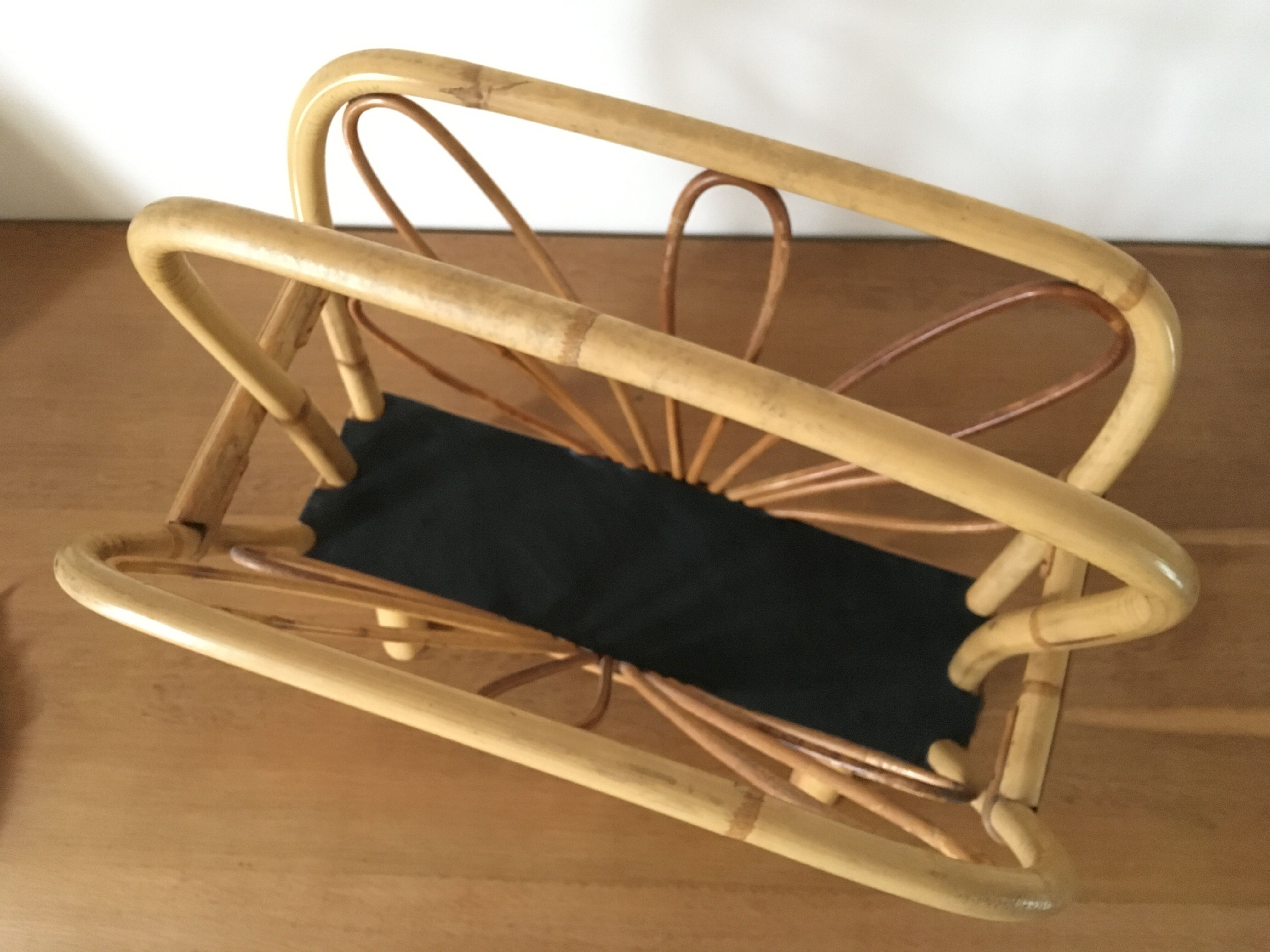Vintage rattan review holder
