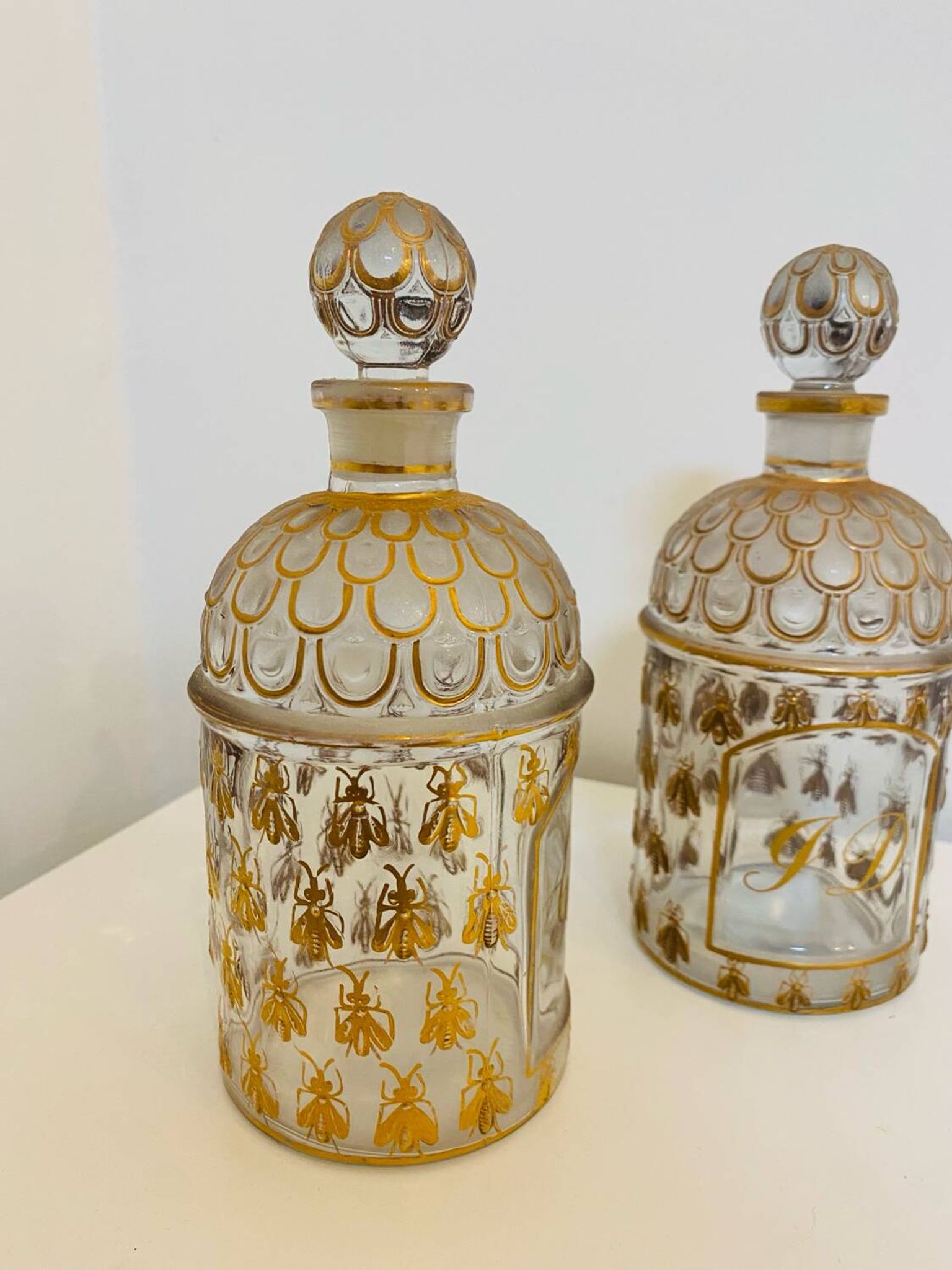 Lot of 2 vintage Guerlain Cologne perfume bottles.