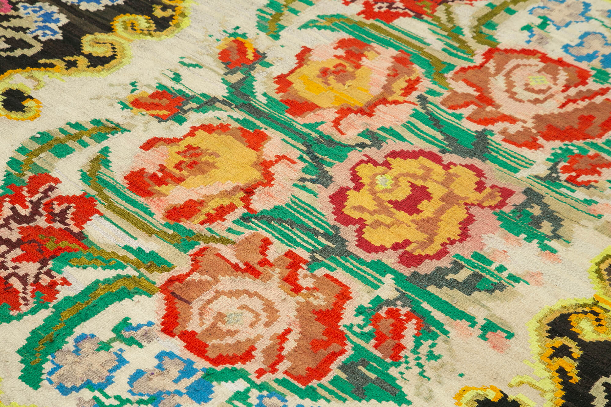 Handmade Vintage Moldovan Black Kilim 181 cm