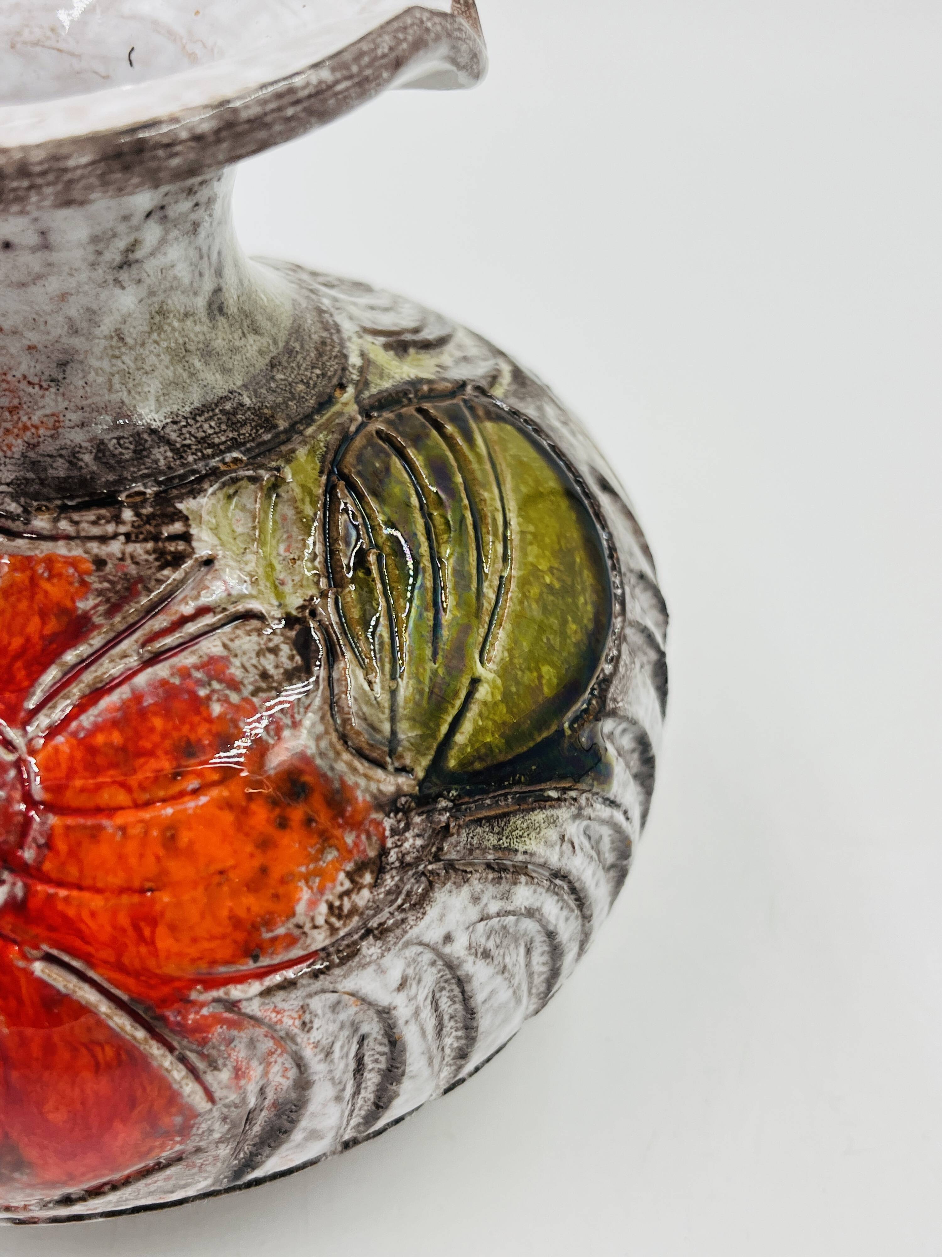 Bowl Vase "Flower Power" – Vintage Italian Ceramic (Brutalist Style)