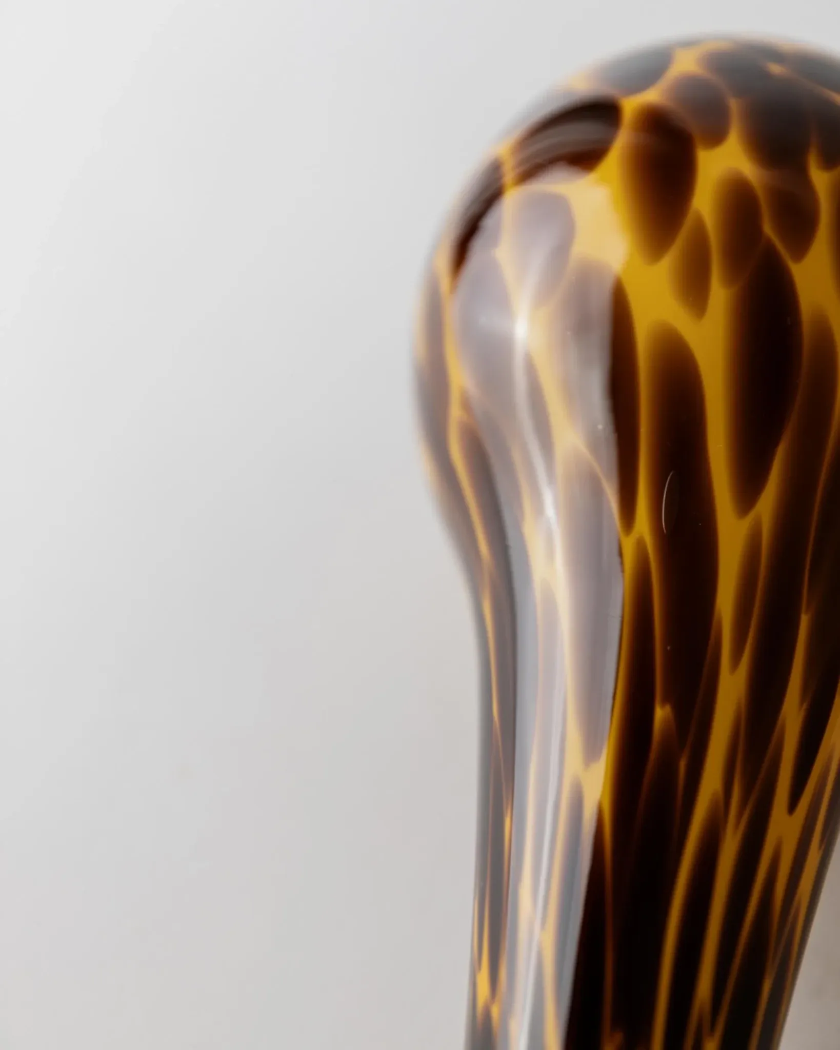 Vintage Murano glass vase from the 1990s, yellow art glass with brown spots, postmodern Italian design, sculptural flower vase, elegant gift idea.