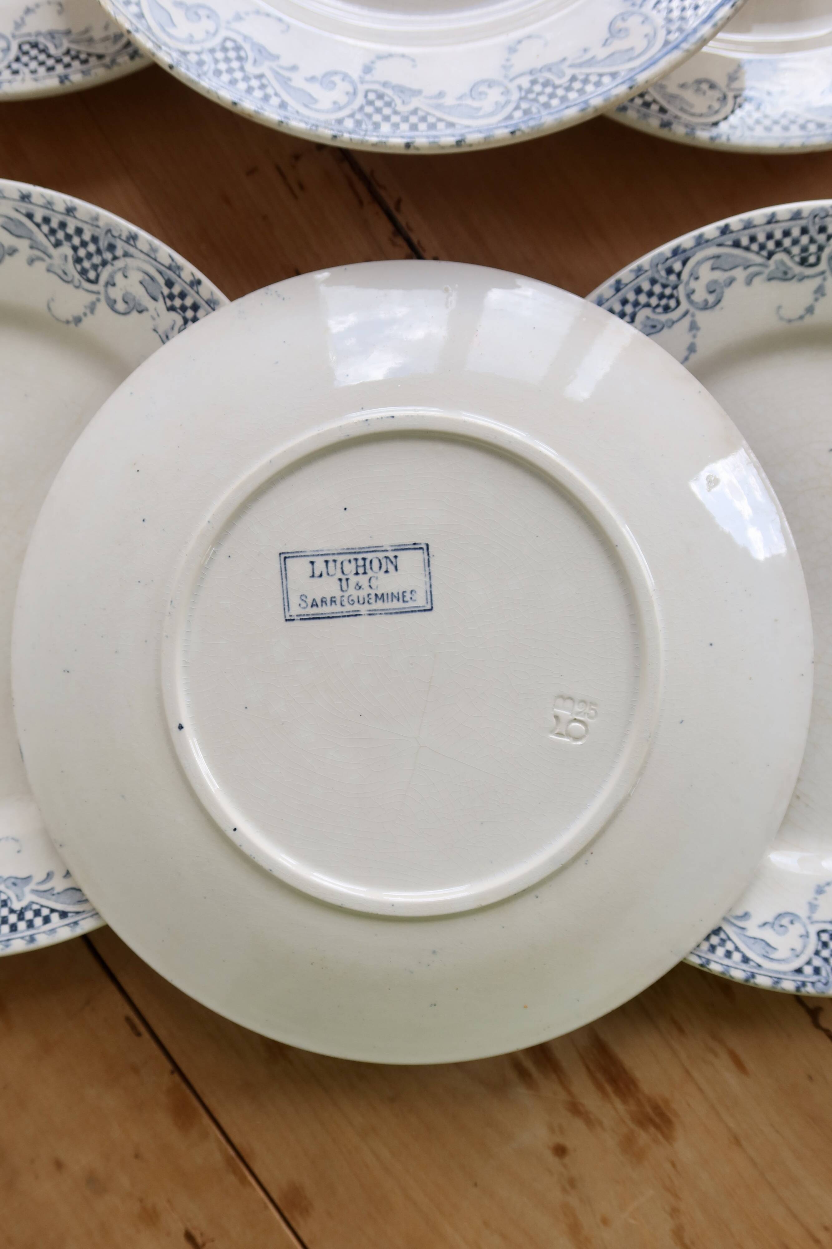 6 dessert plates, ironstone Sarreguemines U&C model Luchon