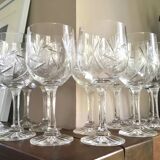 Set of 12 cut crystal wine glasses