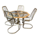 Octagonal glass table set with 4 gold brass cantilever chairs – Gastone Rinaldi