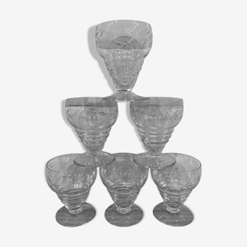 Set of 6 engraved wine glasses