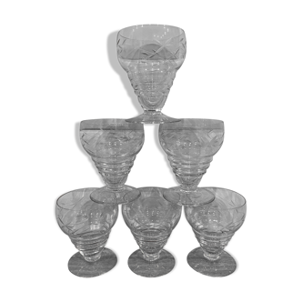 Set of 6 engraved wine glasses