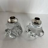 Tableware pair of crystal candlesticks JB France 20th century
