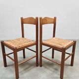 Rustic chalet rush dining chairs vintage 'Wabi Sabi'