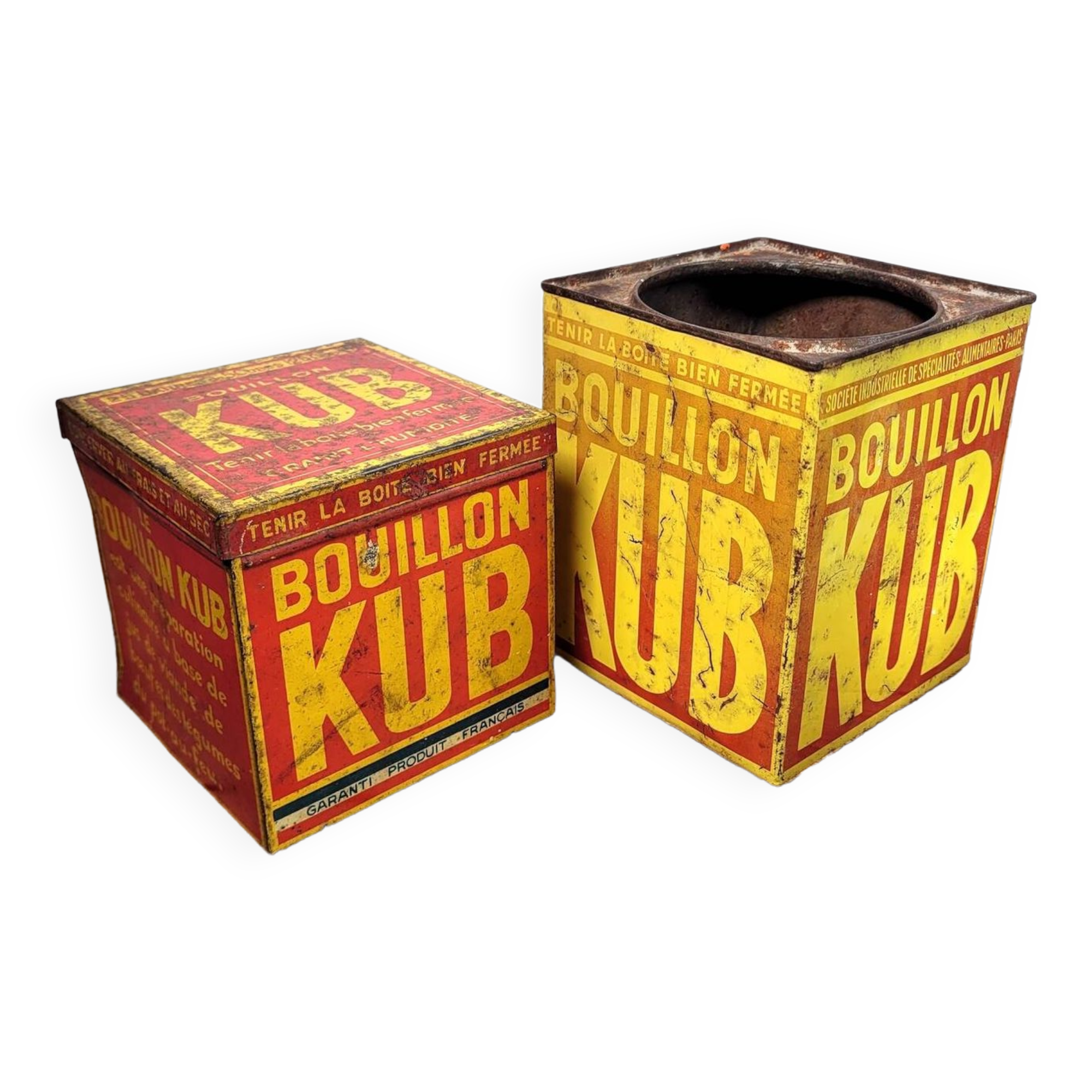 Pair of Kub boxes made of sheet metal