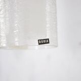 Doria pendant lights in lined frosted glass.