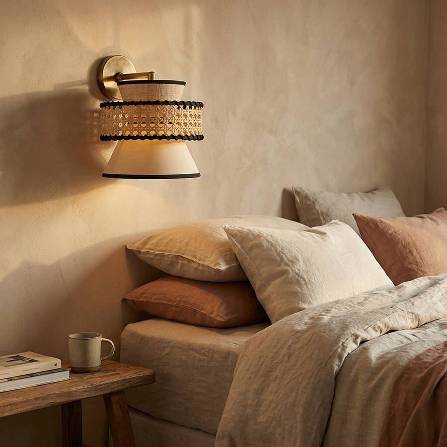 Rattan Fabric Handmade Wall Lamp, 25x25Cm
