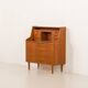 Danish teak mid century modern secretaire cabinet with a desk and vanity