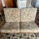 Rare set of armchairs and vintage fan-shaped bench.