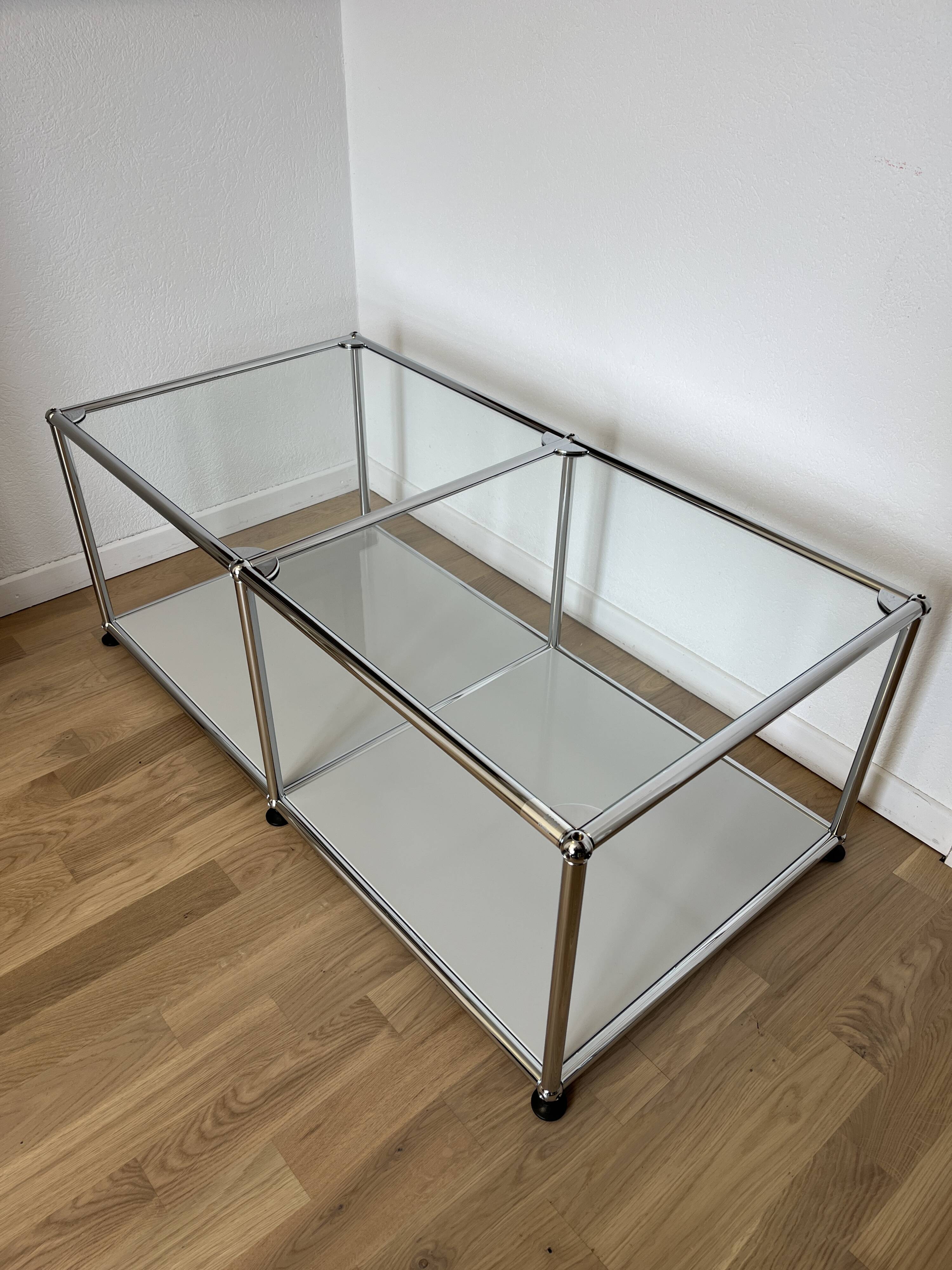USM Haller Coffee Table in Light Grey and Glass