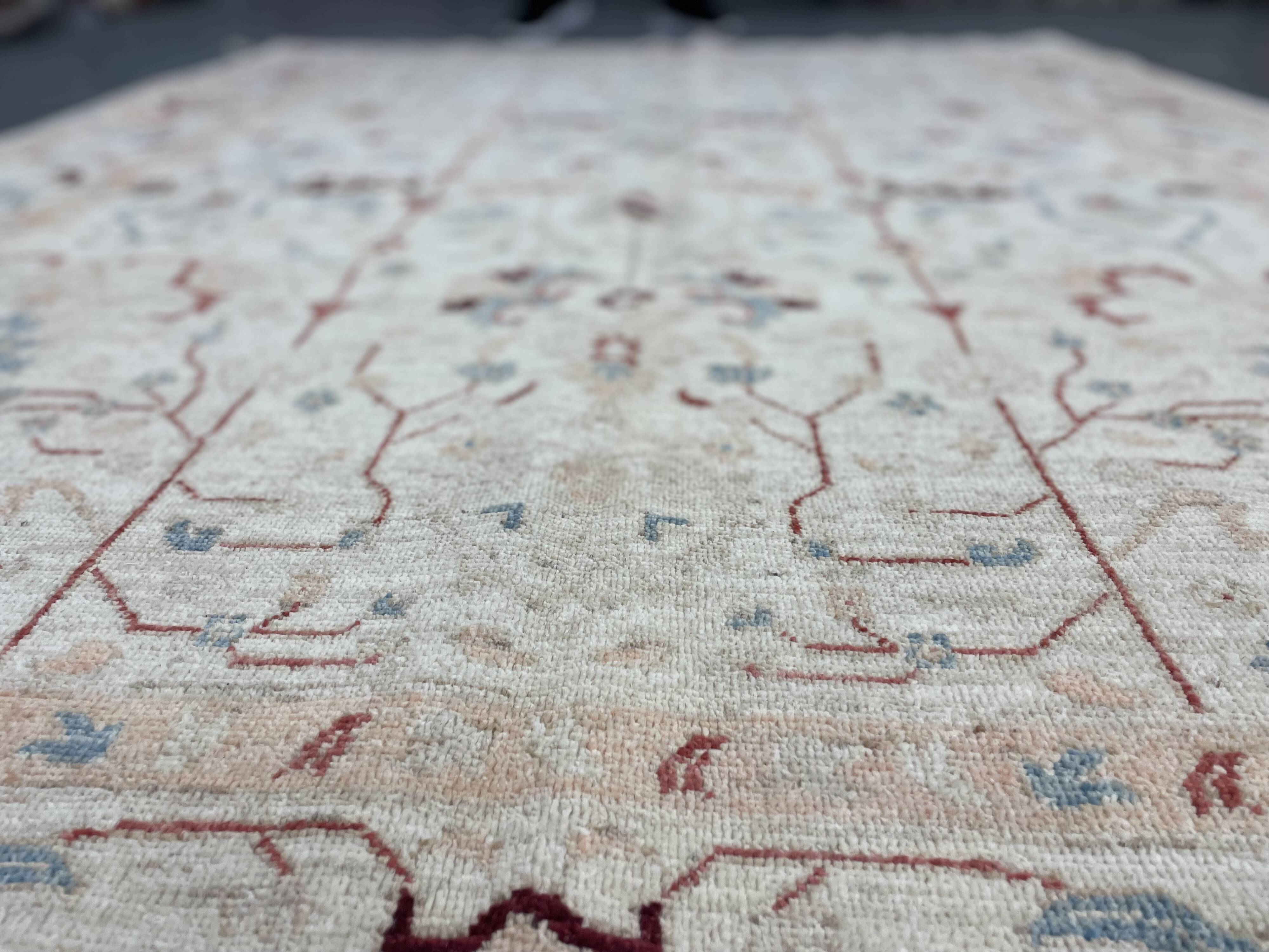 Handmade Cream Wool Floral Rug, Modern Oriental Living Room Carpet