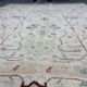 Tapis en laine crème à motifs floraux fait main, style oriental moderne pour salon