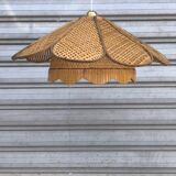 Vintage wicker flower pendant light