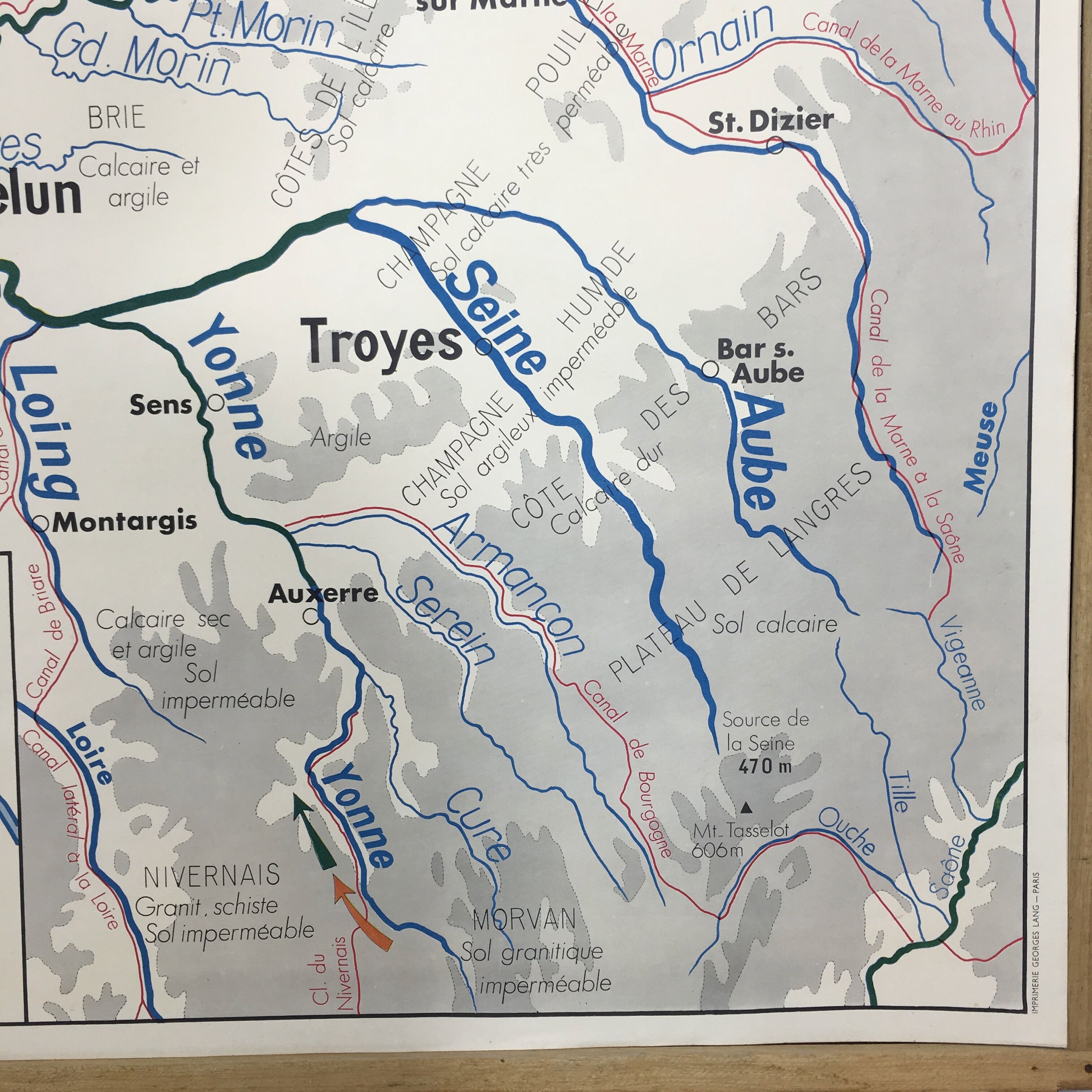 La Seine geographical school poster double sided