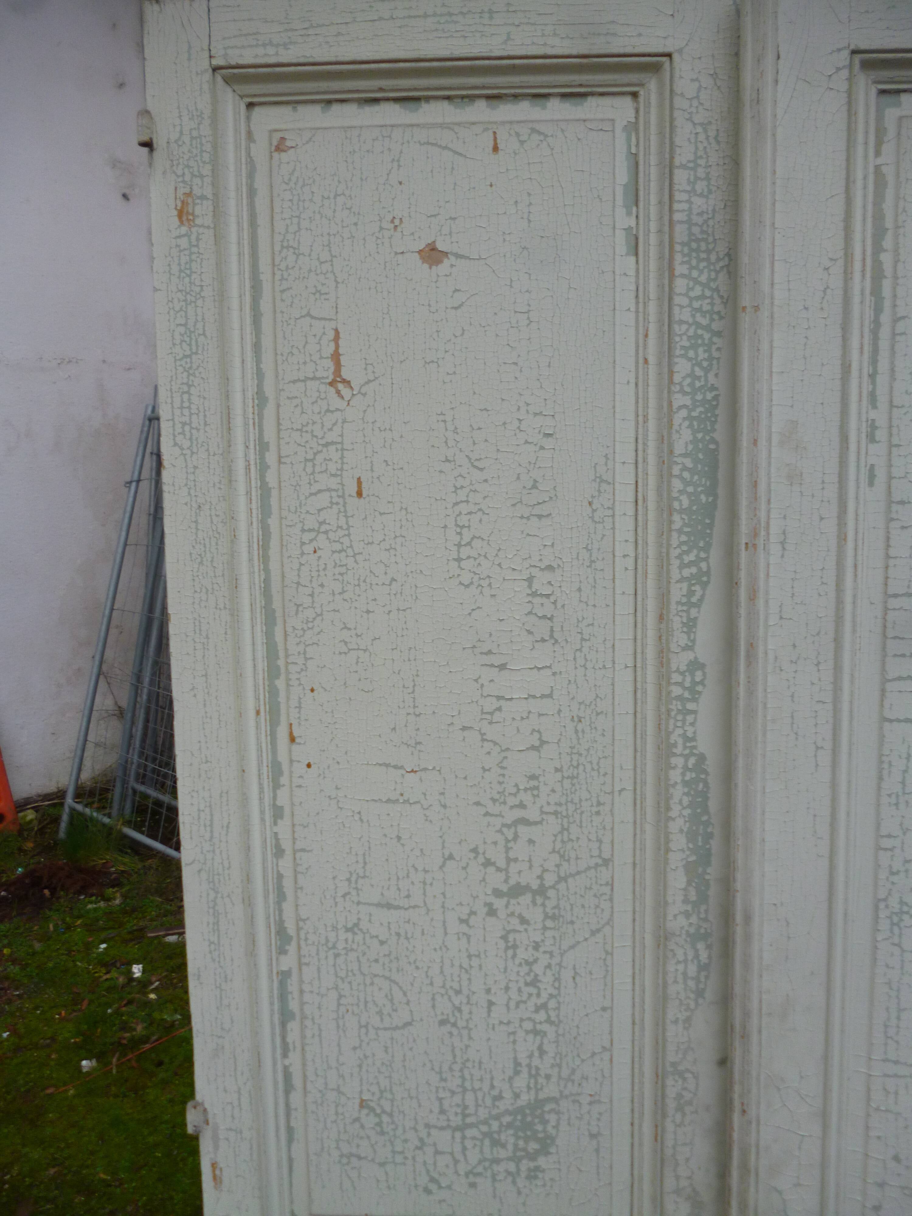 Pair of closet door old green patina