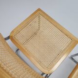 Set of 2 tubular frame and cane cantilever dining chairs Breuer, Italy, 1970s