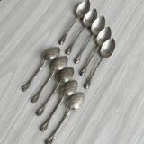 Set of 10 small silver metal spoons