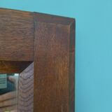 Rustic rectangular vintage oak wall mirror