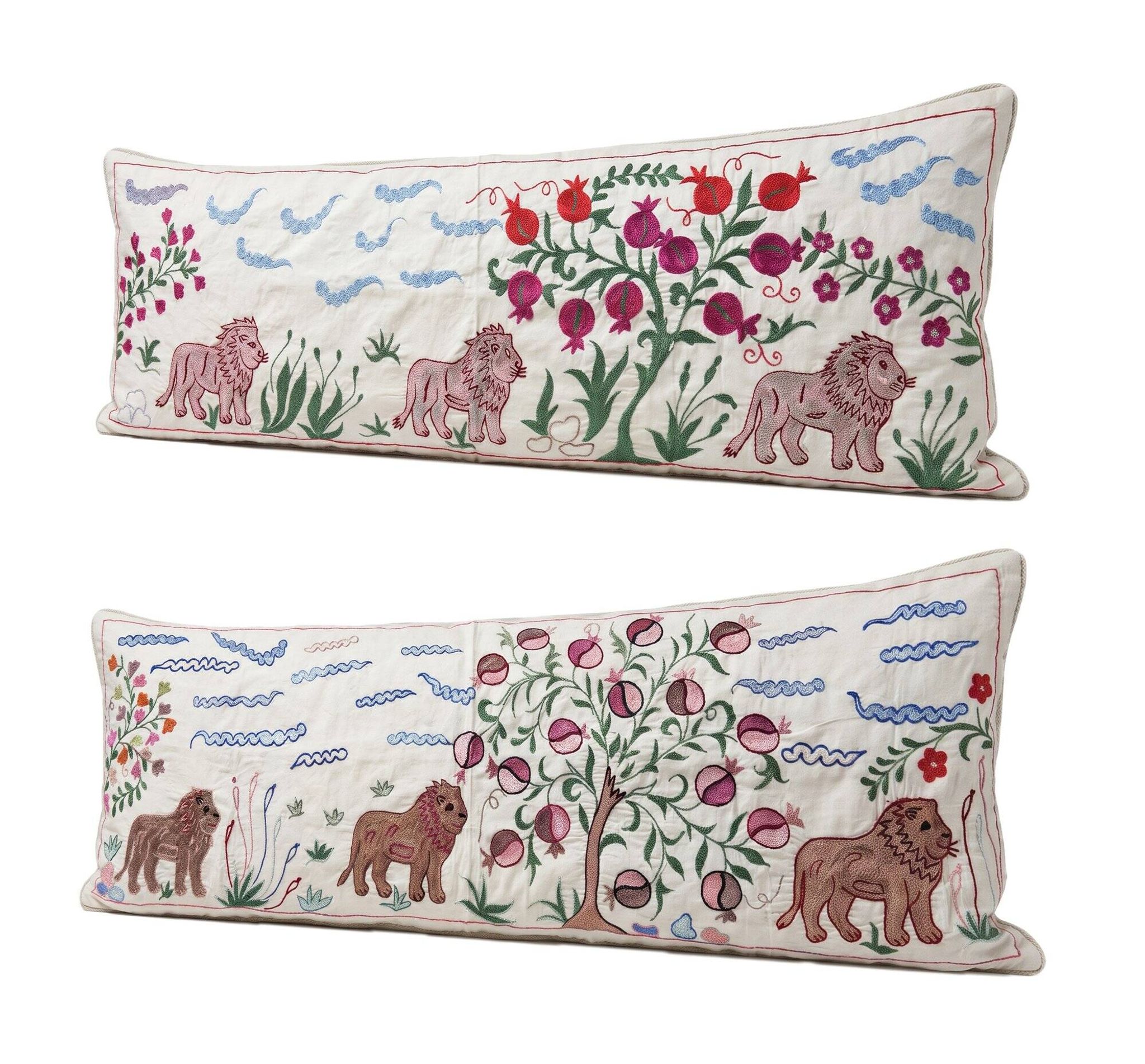 Set of 2 embroidered decorative cushion covers 46x136 cm