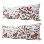 Set of 2 embroidered decorative cushion covers 46x136 cm