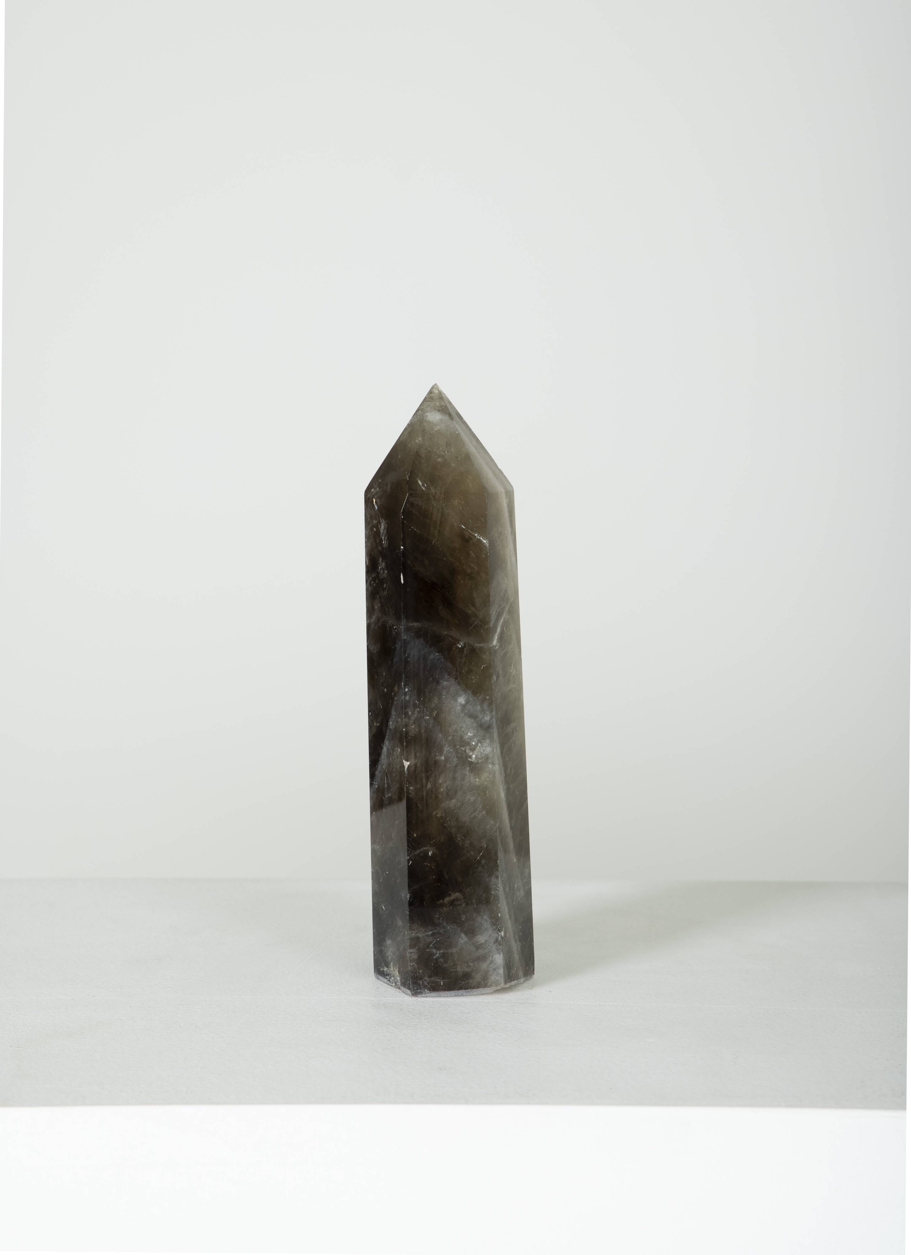 Smoky rock crystal obelisk