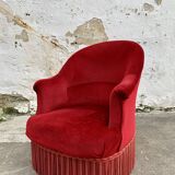 Red velvet toad armchair