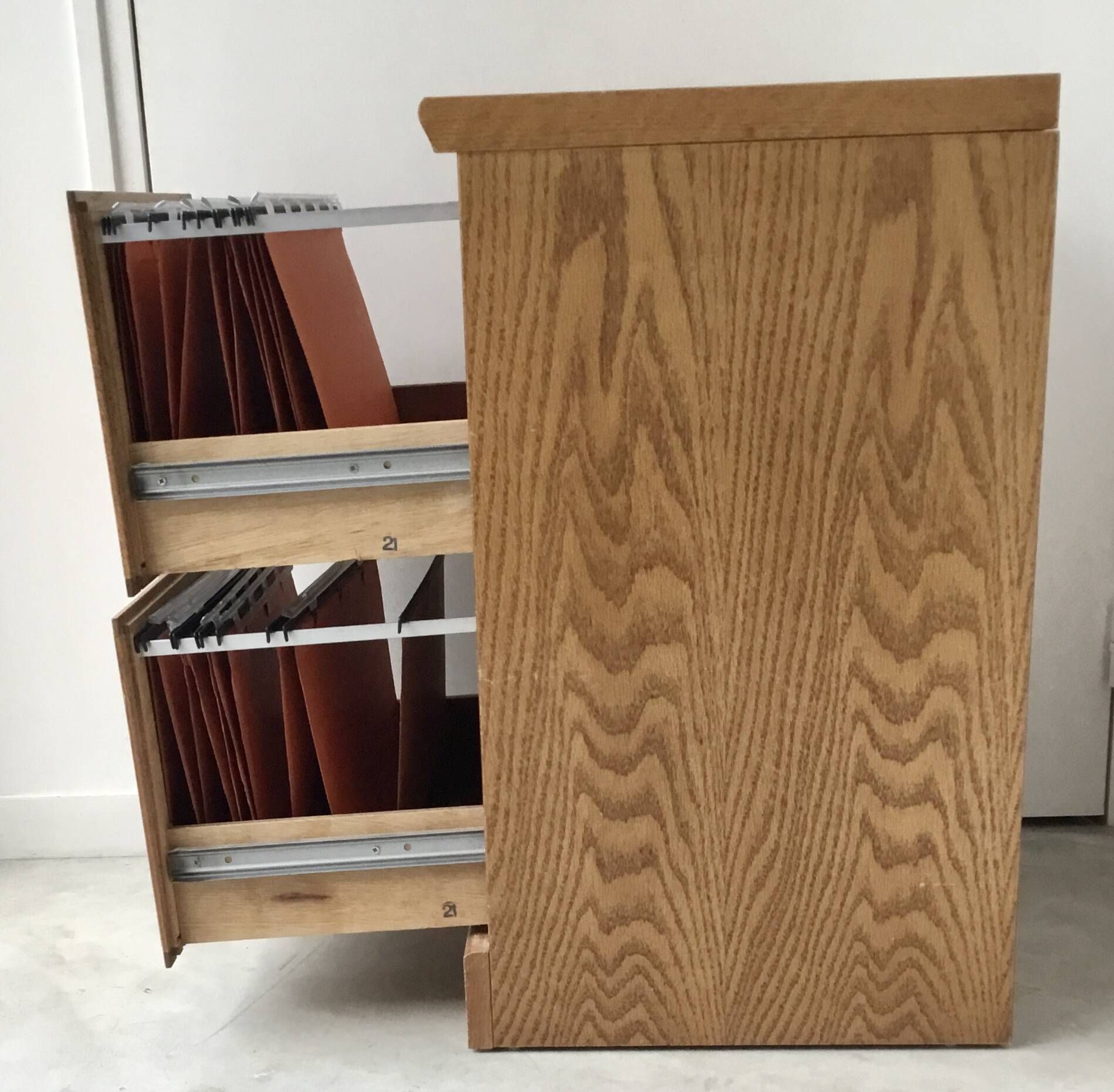 Wooden filing cabinet with 2 drawers - vintage trade furniture 1950