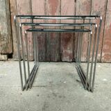 Vintage chrome and smoked glass nesting table