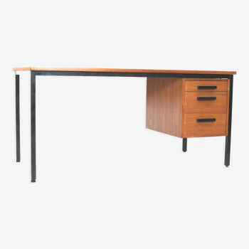 Vintage teak desk with 3 drawers from the 1960s