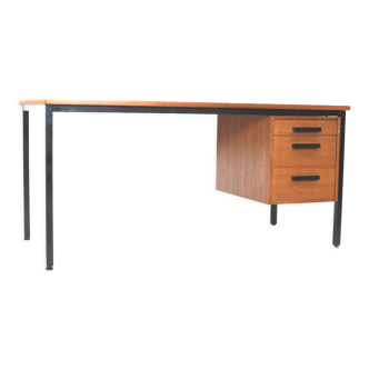 Bureau vintage en teck avec 3 tiroirs des années 1960