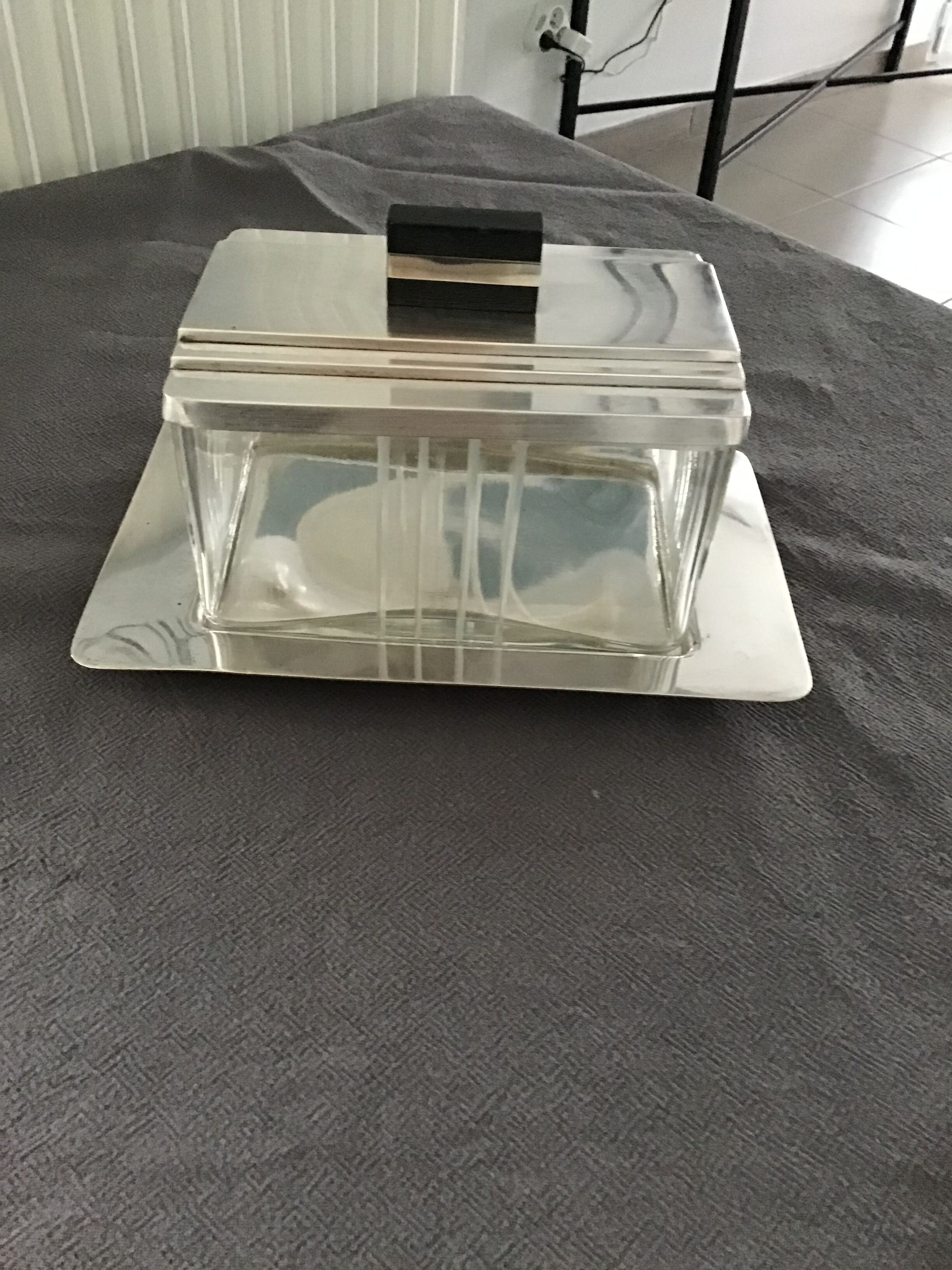Silver art deco cookie or candy box