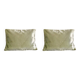 Paire de housses de coussin, velours ancien et lin verts
