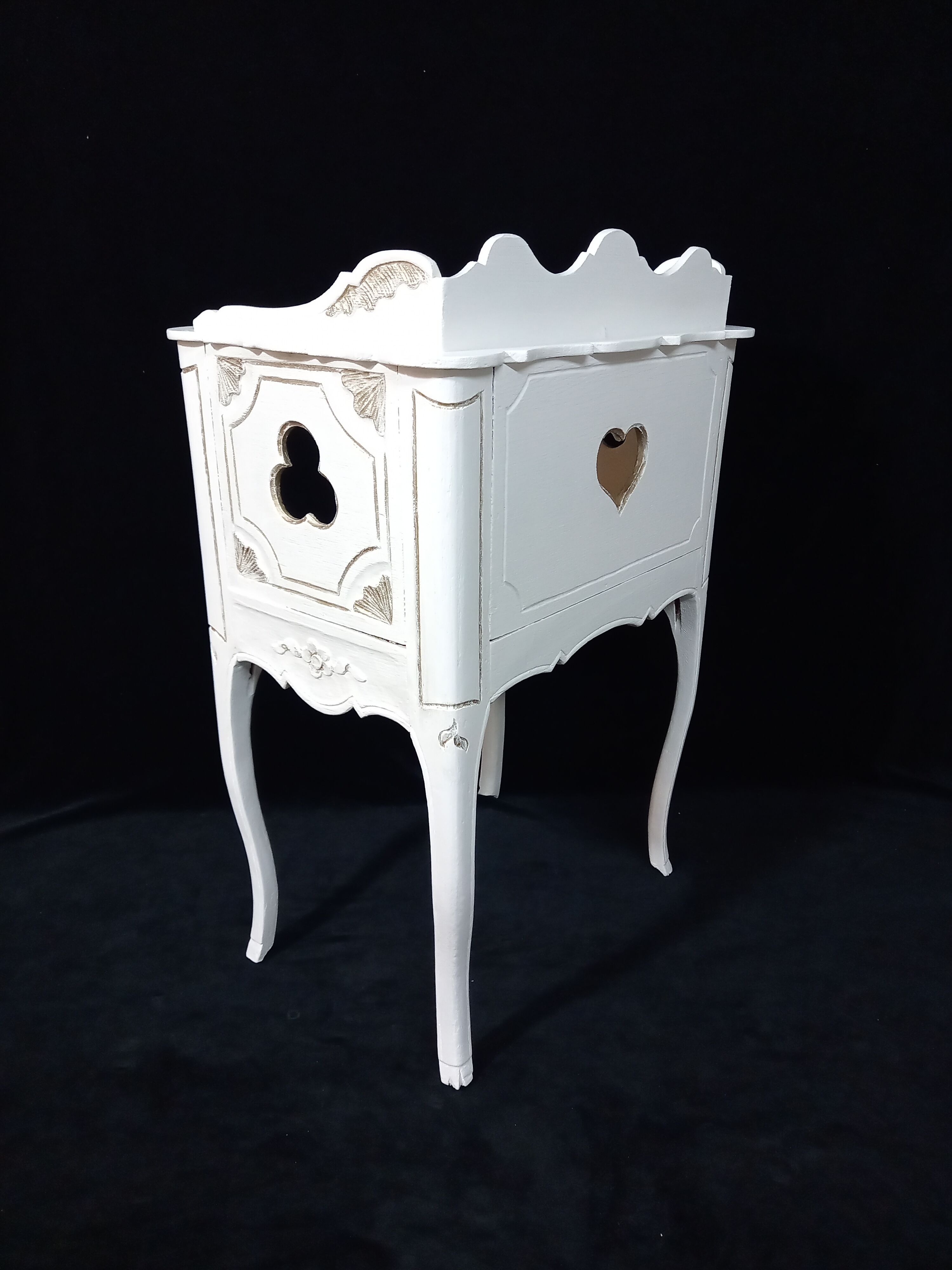 Old Louis XV Style Bedside Table in White and Gold