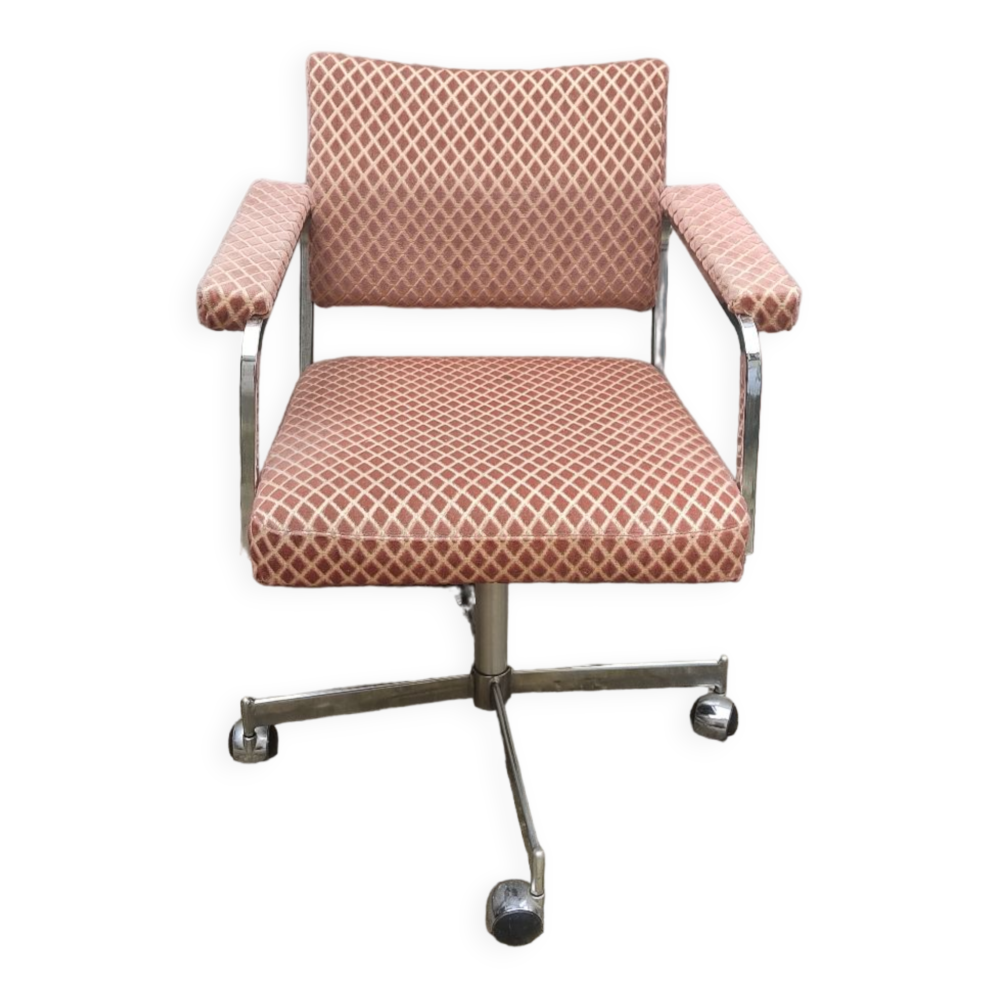 Vintage armchair 1970 chrome and velvet Wilhelm Ritz