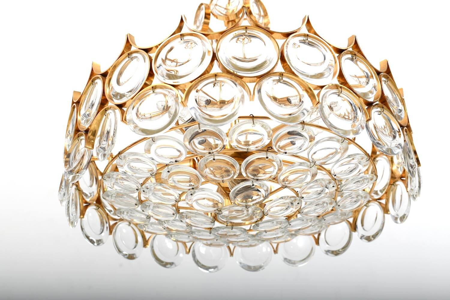 Gilded Brass and Crystal Chandelier by Palwa 1970s