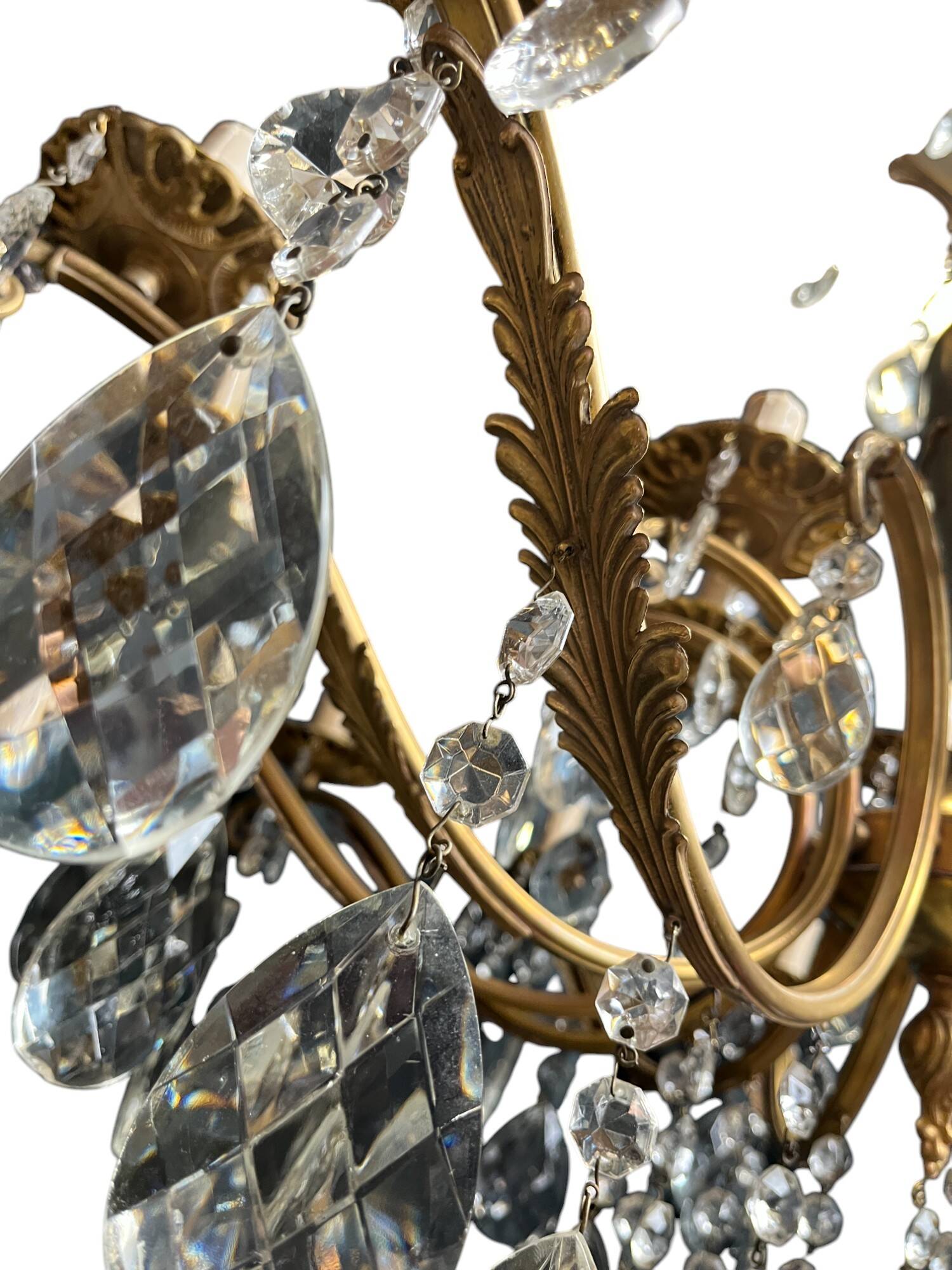 Napoleon III chandelier bronze brass crystal 18 lights late 19th century