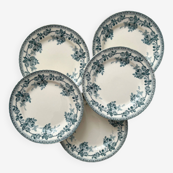 5 assiettes plates en terre de fer "Paris" Choisy le Roi