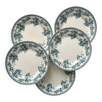 5 assiettes plates en terre de fer "Paris" Choisy le Roi