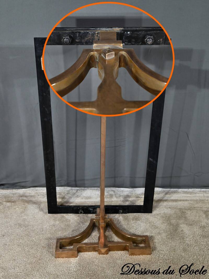 Brass and travertine coffee table, Art Deco period, 1930