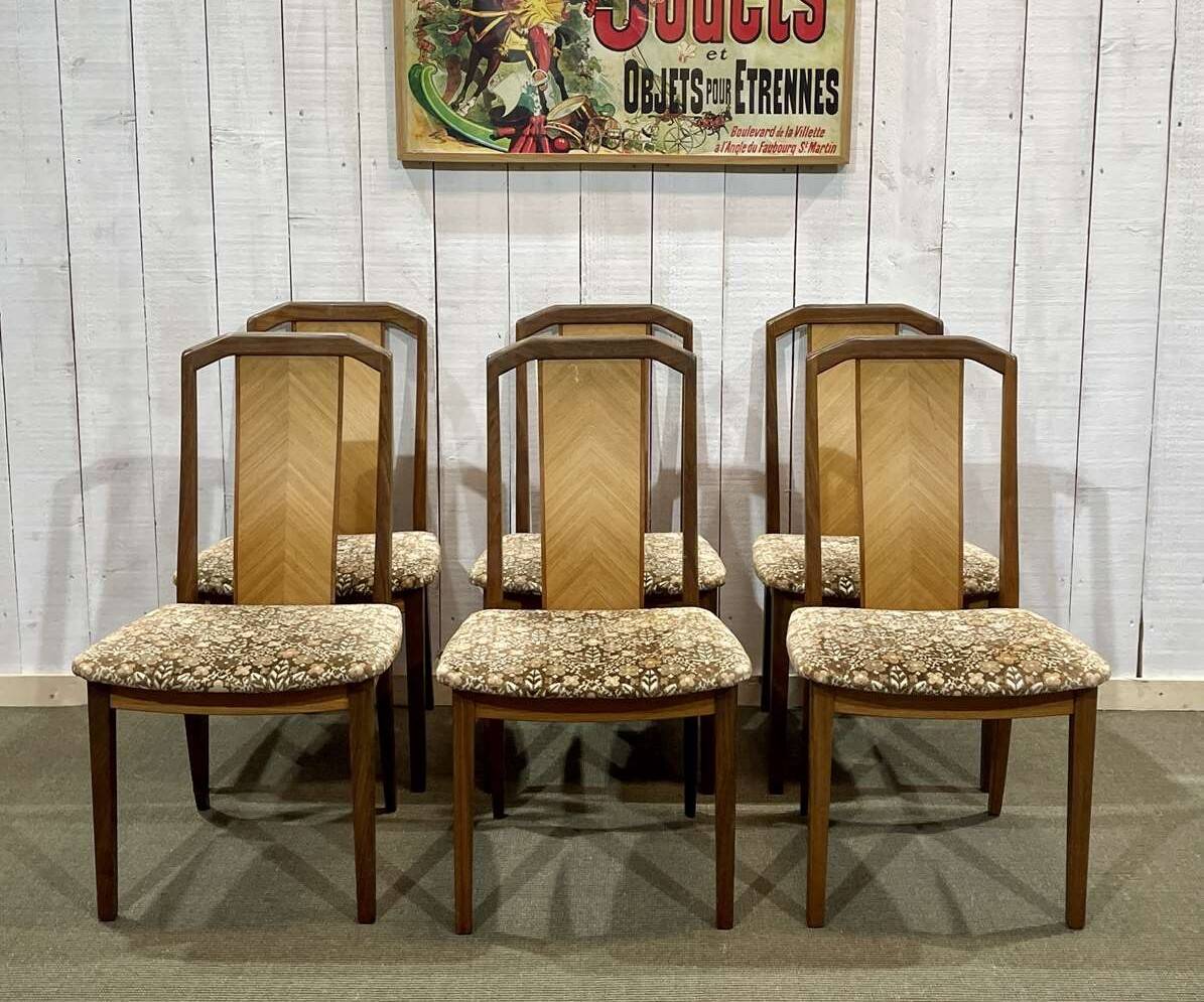 Set of 6 G-Plan teak chairs from the 1970s.