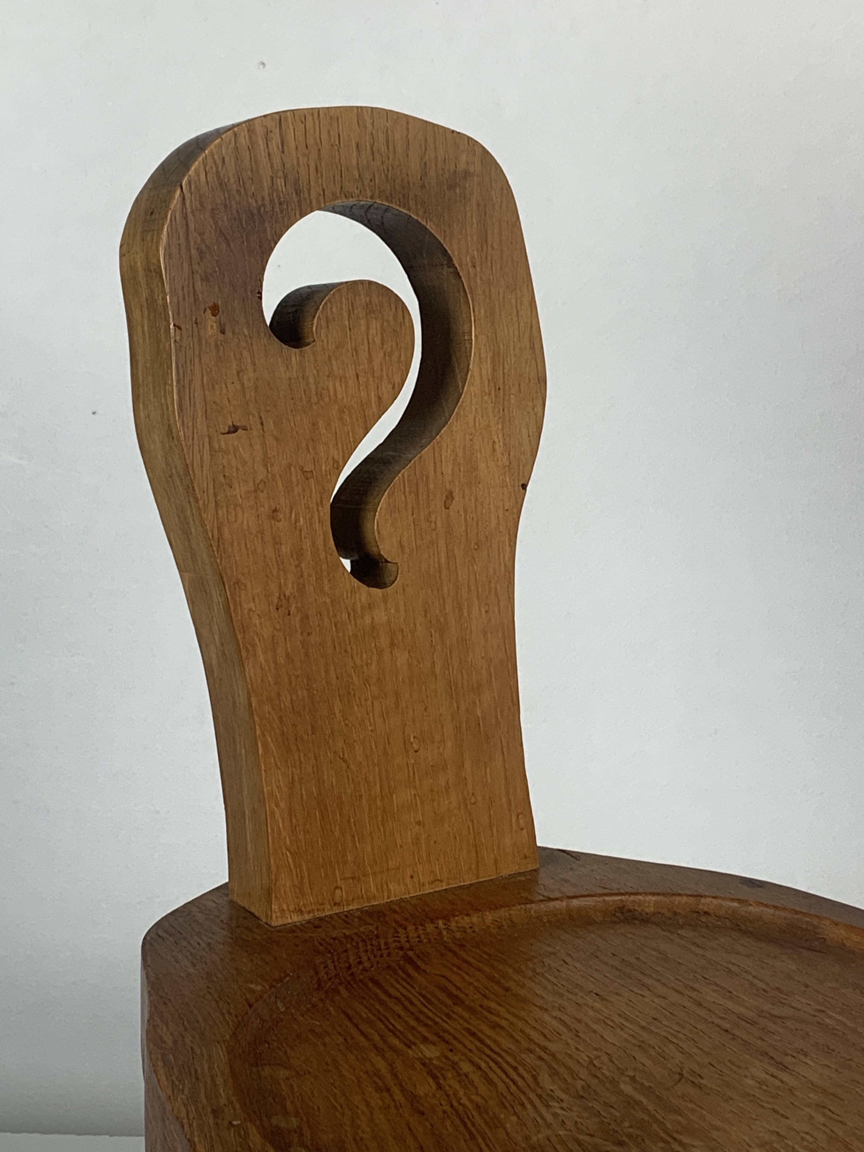 Sculptural Brutalist Chunky Tripod Stool in Oak, 1960s